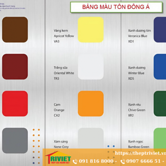Bảng Giá Tôn Đông Á: Các Mẫu Lợp Đẹp, Bền Cập Nhật Mới Nhất 2025 9 Màu Sắc Tôn Đông Á Bền Đẹp