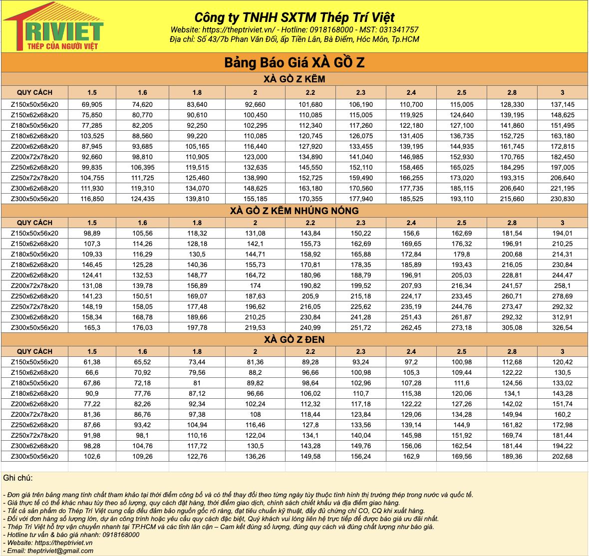Xà Gồ Mạ Kẽm 15 Bảng Báo Giá Xà Gồ Z