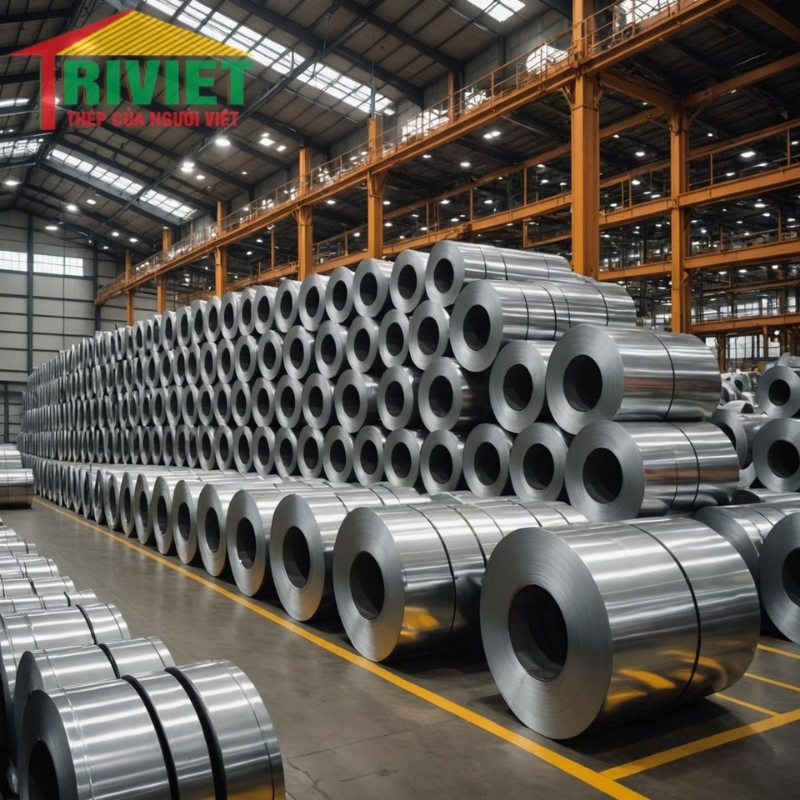 Thép Cuộn Cán Nóng Xếp Trong Kho